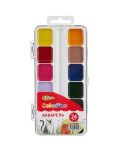Краски акварельные ColorPics набор 24 цв б кисти пластик №1 school