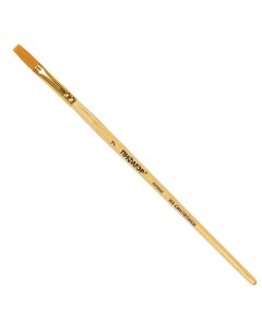 Кисть СИНТЕТИКА плоская 7 деревянная лакированная ручка с колпачко Пифагор
