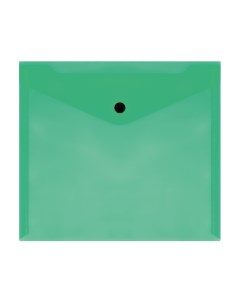Папка конверт на кнопке А5 150мкм пластик прозрачная зеленая 10шт Стамм