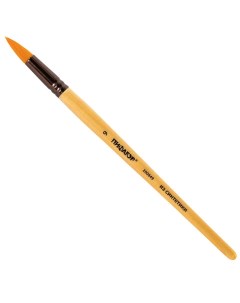Кисть СИНТЕТИКА круглая 9 деревянная лакированная ручка с колпачко Пифагор