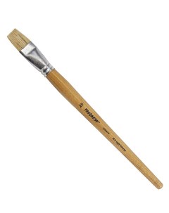 Кисть ЩЕТИНА плоская 20 деревянная лакированная ручка пакет с подвесом Пифагор