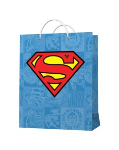 Пакет подарочный большой Superman голубой с лого 335х406х155 мм Nd play