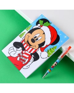 Канцелярский набор С новым годом блокнот А5 ручка наклейки Микки Маус и его друзья Disney