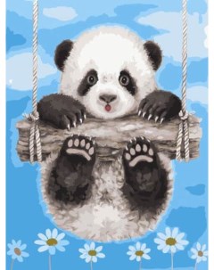 Картина по номерам Панда на качелях 30x40 Цветной