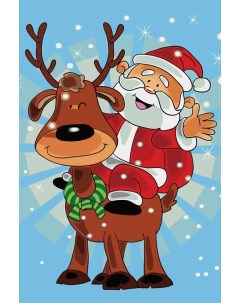 Картина по номерам Санта на олене 20x30 Цветной