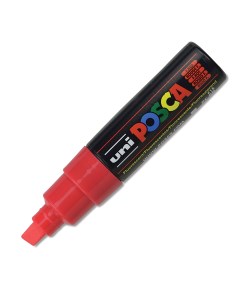 Маркер Uni POSCA PC 8K 8мм скошенный флуоресцентный красный fluorescent red F15 Uni mitsubishi pencil
