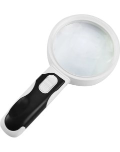 Лупа ручная круглая 16x 37 мм с подсветкой 2 LED черно белая 77337B Kromatech