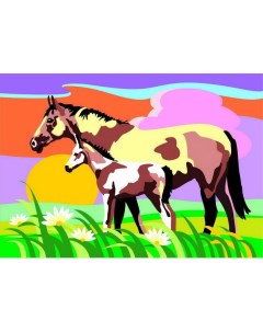 Набор для творчества Картина по номерам для малышей Пара лошадей Лори