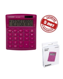 Калькулятор настольный 10 ти разрядный 102 х 124 х 25 мм 2 е питание розовый Citizen
