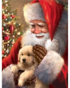 Картина по номерам Санта со щенком холст на подрамнике 40х50 см GX41752 Paintboy