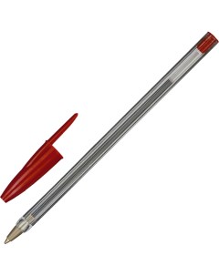 Ручка шариковая эконом цвет чернил синий 1 мм красный корпус 35шт Attache
