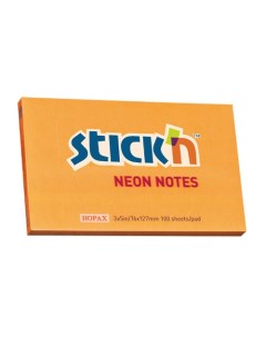Упаковка блоков самоклеящихся 21168 76x127 100 л неон оранжевый 12шт в упак Stick`n