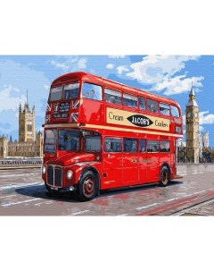 Картина по номерам с цветной схемой на холсте 30х40 Автобус лондона 21 цвет Molly