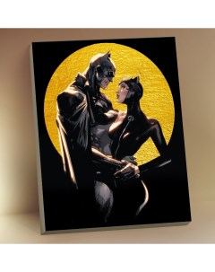 Картина по номерам с поталью Бэтмен и Женщина Кошка 13 цветов 40 х 50 см Сильвертойз