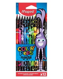 Цветные карандаши пластиковые декорированные Color Peps Black Monster 12 цветов Maped