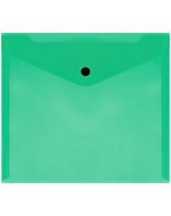 Папка конверт на кнопке А5 190x240мм 150мкм пластик прозрачная зеленая Стамм