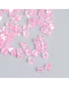 Бисер стекло 6 0 Кубик Полупрозрачный Розовый 10 гр Nobrand