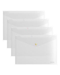 Папка конверт на кнопке пластиковая Glossy Clear с цветной кнопкой A4 прозра Erich krause