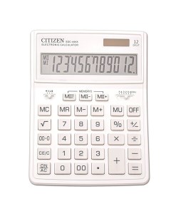 Калькулятор настольный SDC 444WHE 204х155 мм 12 разрядов двойное питание БЕЛЫЙ Citizen