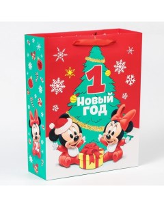 Подарочный пакет ламинированный вертикальный Мой 1 новый год Микки Маус 31х40х11 5 Disney