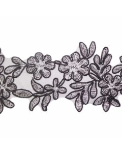 Кружево декоративное уп 5 ярд арт КВ7339 ш 70 мм черное серебро Дамское счастье