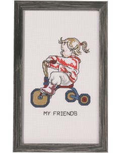 Набор для вышивания крестом Девочка на трёхколесном велосипеде арт 92 1184 Permin