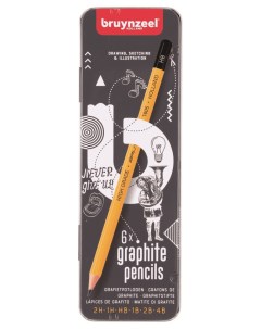 Набор чернографитных карандашей 6 штук в металлической упаковке Bruynzeel