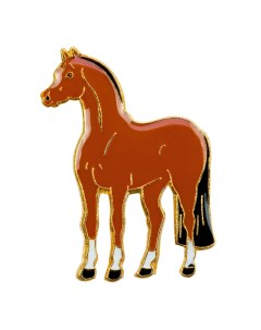 Значок металлический Коричневая лошадь Happyross