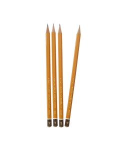 Набор профессиональных чернографитных карандашей 4 штуки 1500 H3 заточенные 7 Koh-i-noor