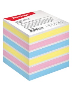 Блок для записи Rainbow на склейке 8x8x8 см цветной пастель Berlingo