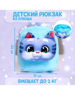 Рюкзак детский плюшевый Котик с карманом 22x17 см Nobrand