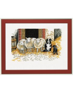 Набор для вышивания крестом Овцы и собака арт 14 107 Eva rosenstand