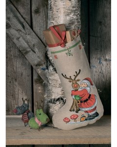 Набор для вышивания сапожка для подарков Санта и олень арт 41 0231 Permin