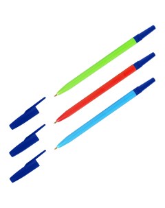 Ручка шариковая 049 синяя 0 7мм неоновый микс 50шт Стамм