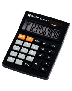 Калькулятор настольный SDC 022SR 10 разрядов двойное питание 88 127 23мм черный Eleven