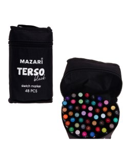 Набор двусторонних маркеров для скетчинга Terso Black 48 цветов Mazari