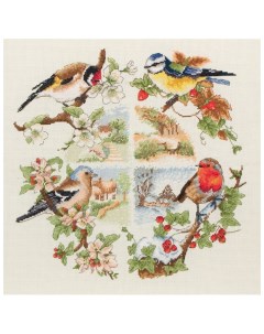 Набор для вышивания Birds And Seasons 30х30 см арт PCE880 Anchor