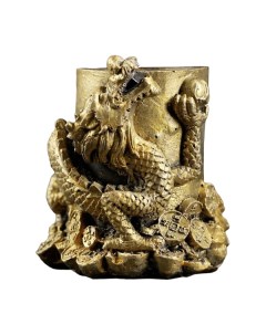 Карандашница Дракон старое золото 10х6х6см Nobrand