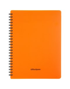 Тетрадь 60л А5 клетка на гребне Neon пластиковая обложка оранжевая 2шт Officespace