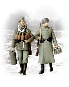 Сборная модель 1 35 Немецкие солдаты в зимнем пальто 1944 1945 3553 Masterbox