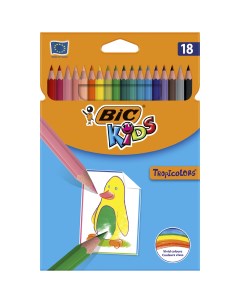 Карандаши цветные Kids Tropicolors Коробка x18 Bic