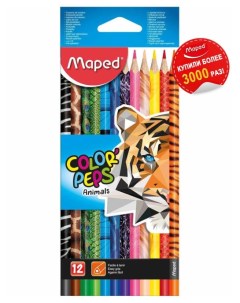 Цветные карандаши декорированные Color Peps Animals 12 цветов Maped