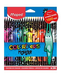 Цветные карандаши пластиковые декорированные Color Peps Black Monster 24 цвета Maped