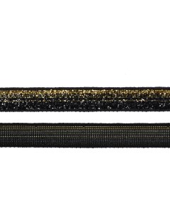Лента бархатная 10 мм цвет черный золотой 30 м Tby