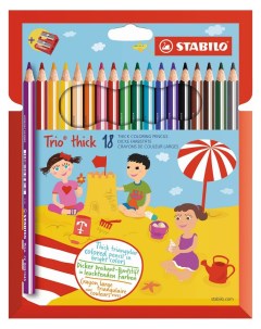 Цветные карандаши Trio 203 2 18 утолщенные точилка 18 цветов Stabilo