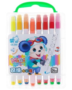 Фломастеры Мышка 24 цвета в пластиковом пенале с ручкой вентилируемый колпачок Calligrata
