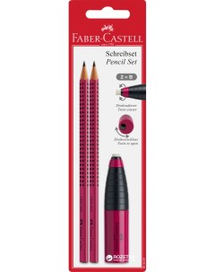 Faber Castell Набор 2 карандаша ластик с точилкой Faber Castell 2B красный Faber-castell