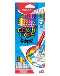 Цветные карандаши пластиковые с ластиком Color Peps Oops 12 цветов Maped