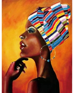 Алмазная мозаика Портрет африканки LMC013 на подрамнике 50х65 премиум набор Цветной
