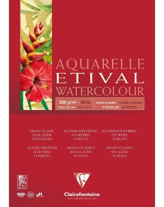 Альбом склейка для акварели Etival 14 5х21 см 10 л 200 г классич зерно Clairefontaine